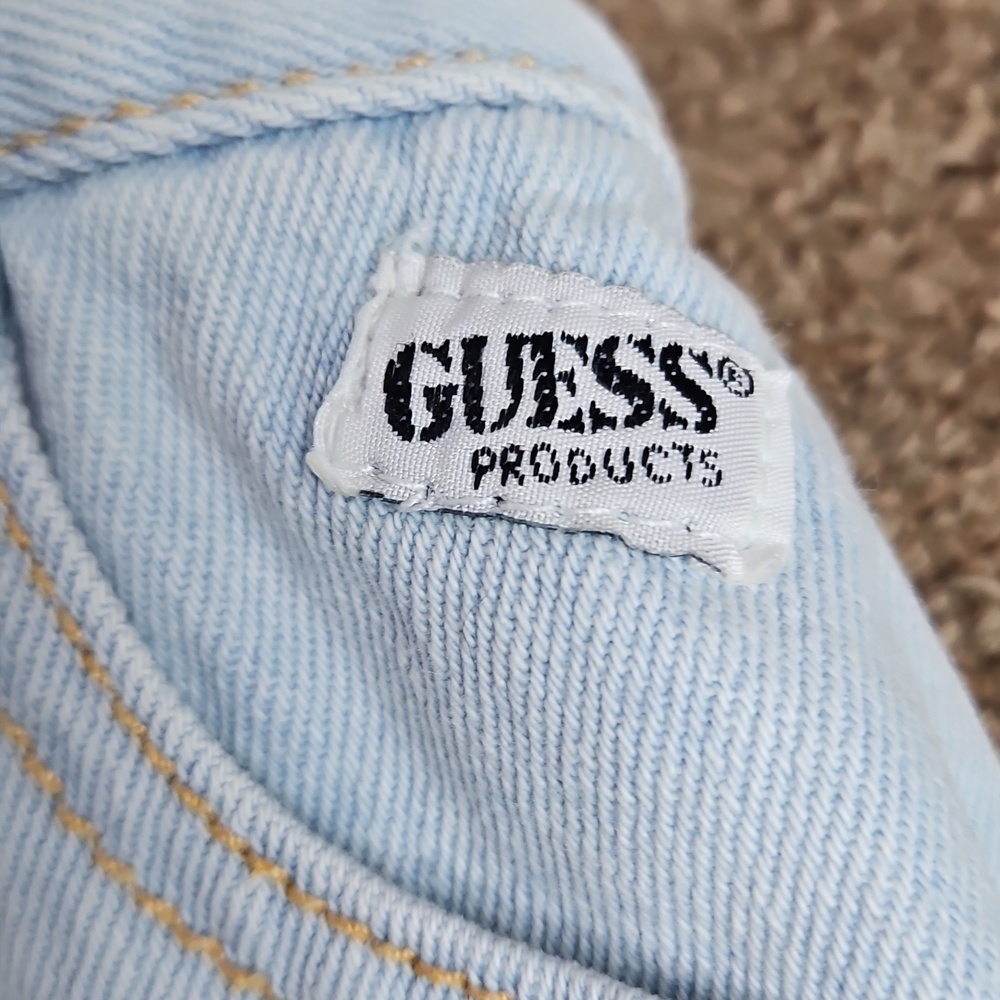Vintage Guess Light Wash Jean Cutoff Shorts Sz 12M Kids Snaps Made In USA - Picture 6 of 8